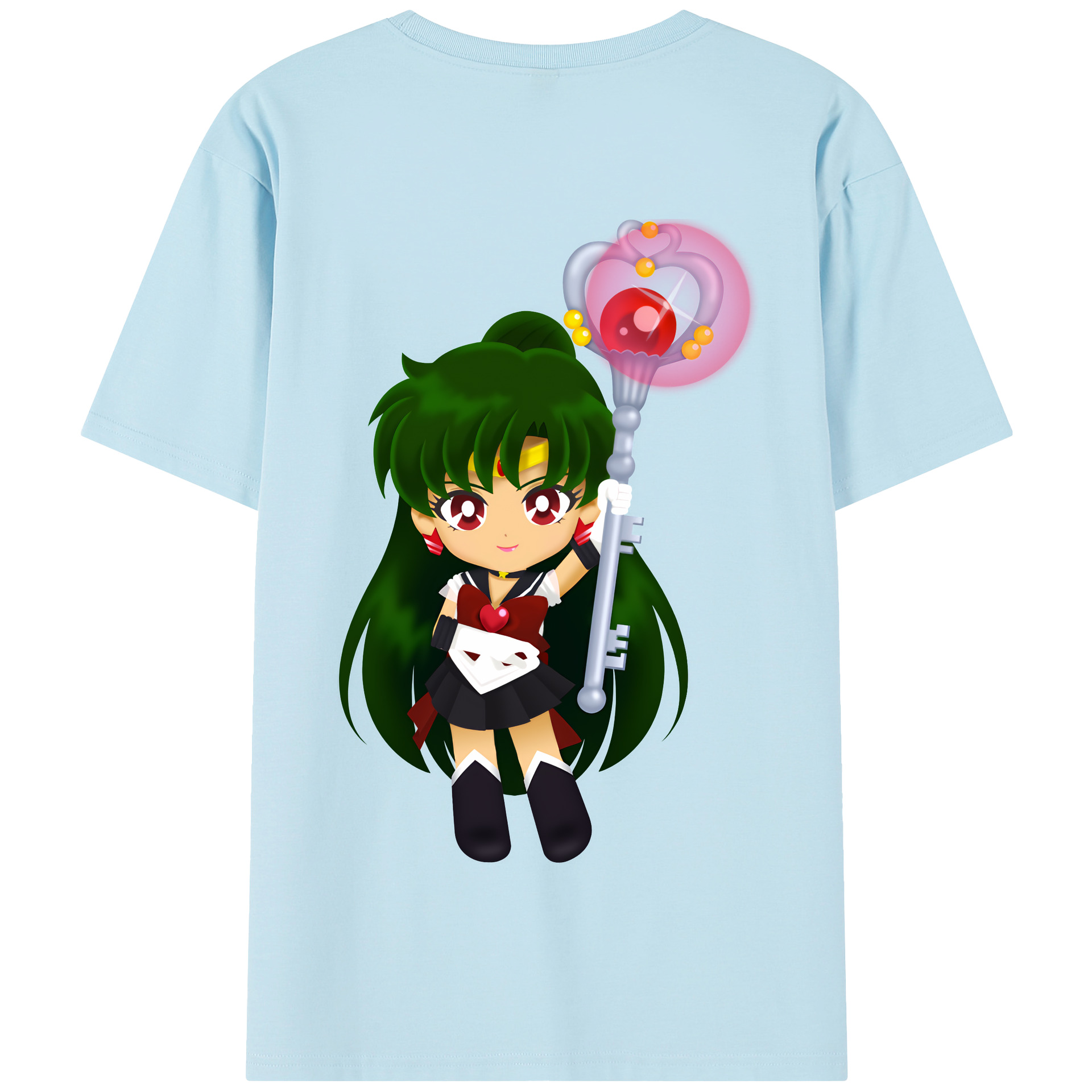 （画像用） 美少女戦士セーラームーン 冥王せつな Sailor Moon Meiou Setsuna 綿100％半袖Tシャツ（背面プリント）